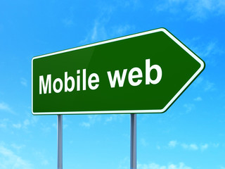 Web development concept: Mobile Web on road sign background