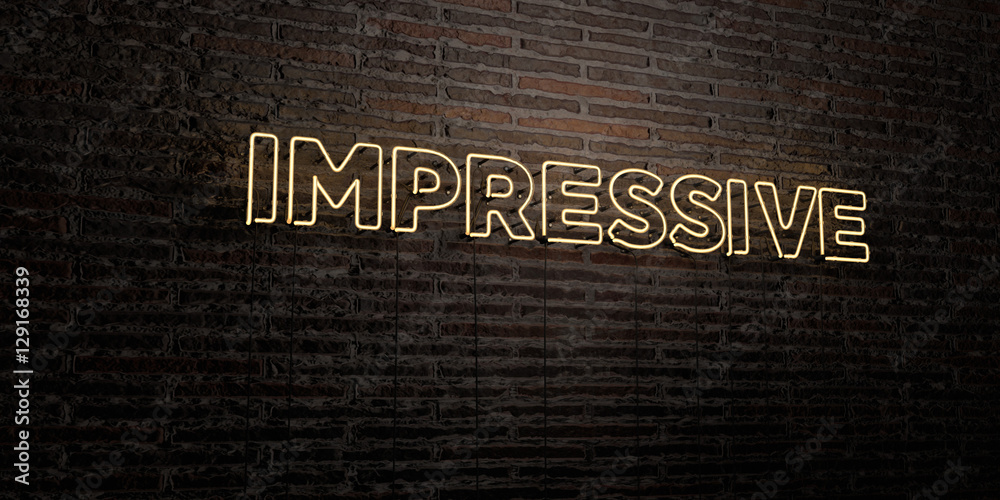 Fototapete impressive -realistic neon sign on brick wall background - 3d rendered royalty free stock image. can