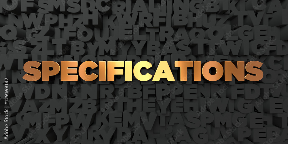 Fototapete specifications - gold text on black background - 3d rendered royalty free stock picture. this image 