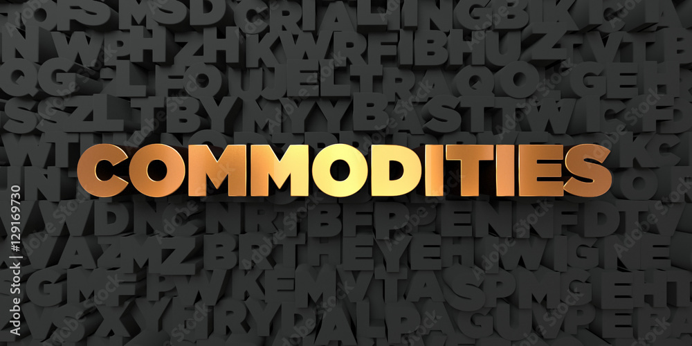 Fototapete commodities - gold text on black background - 3d rendered royalty free stock picture. this image can