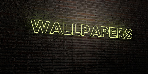 WALLPAPERS -Realistic Neon Sign on Brick Wall background - 3D rendered royalty free stock image. Can be used for online banner ads and direct mailers..