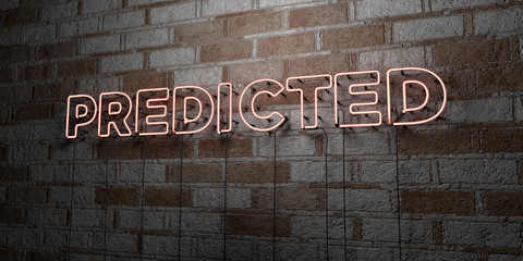 PREDICTED - Glowing Neon Sign on stonework wall - 3D rendered royalty free stock illustration.  Can be used for online banner ads and direct mailers..