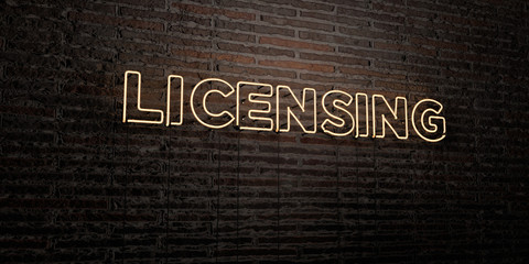 LICENSING -Realistic Neon Sign on Brick Wall background - 3D rendered royalty free stock image. Can be used for online banner ads and direct mailers..