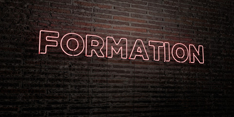 FORMATION -Realistic Neon Sign on Brick Wall background - 3D rendered royalty free stock image. Can be used for online banner ads and direct mailers..