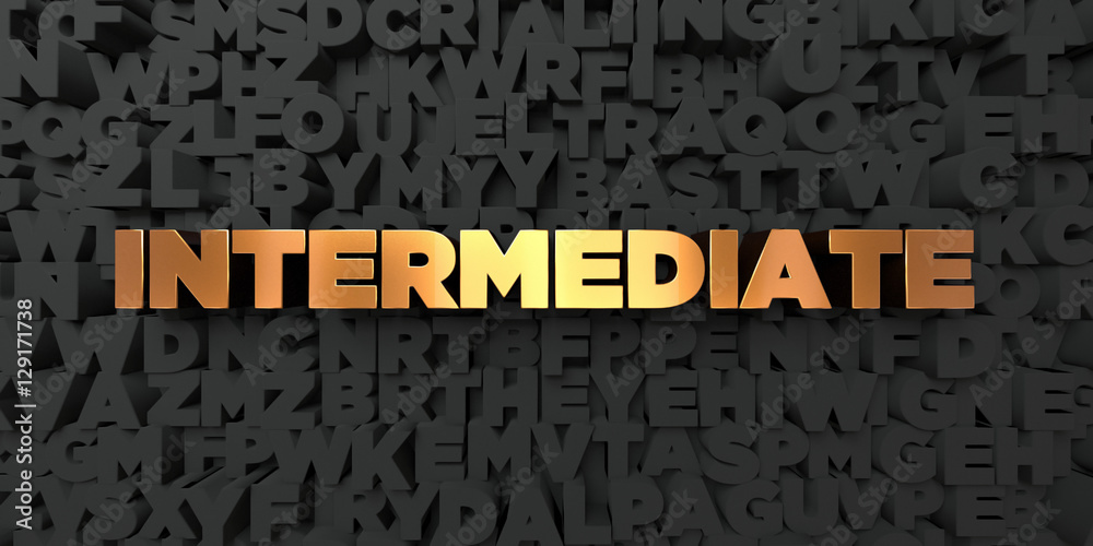 Fototapete intermediate - gold text on black background - 3d rendered royalty free stock picture. this image ca