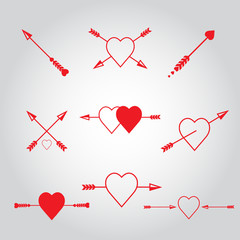 Happy valentines day cards with  arrow. 