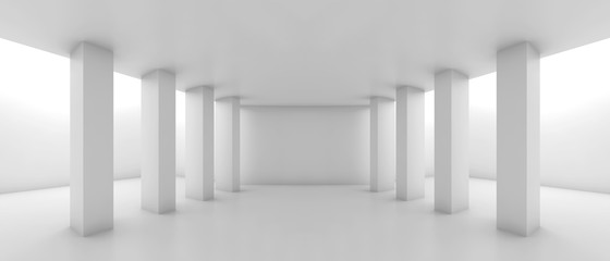 Abstract wide corridor perspective with columns