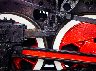 Running gear of the old steam locomotive