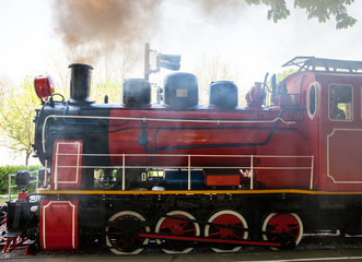 Steam locomotive blowing off the smoke