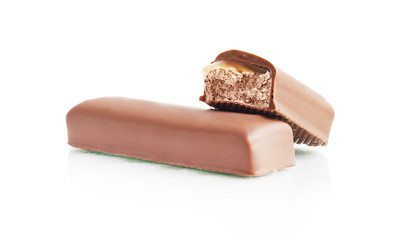 Chocolate bar isolated on white background