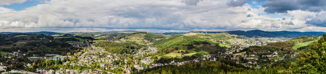 Fototapeta na wymiar Panorama of Gummersbach-Derschlag and Bergneustadt.