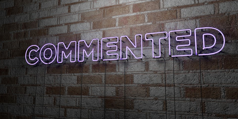 COMMENTED - Glowing Neon Sign on stonework wall - 3D rendered royalty free stock illustration.  Can be used for online banner ads and direct mailers..