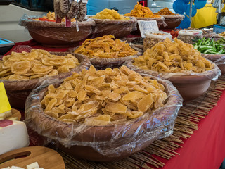 Dried Fruit on Display at Market Stall