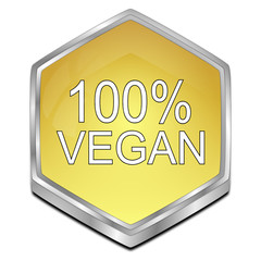 100% Vegan Button - 3D illustration