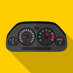 Colorful car dashboard icon in modern flat style with long shadow. Car parts