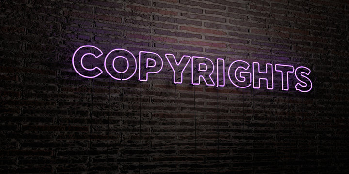COPYRIGHTS -Realistic Neon Sign on Brick Wall background - 3D rendered royalty free stock image. Can be used for online banner ads and direct mailers..