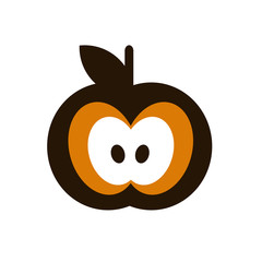 Half of Apple Icon on White Background