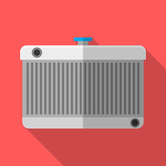 Colorful car radiator icon in modern flat style with long shadow. Car parts