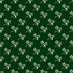 Dark Green Floral Seamless Pattern