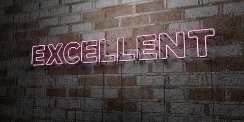 EXCELLENT - Glowing Neon Sign on stonework wall - 3D rendered royalty free stock illustration.  Can be used for online banner ads and direct mailers..