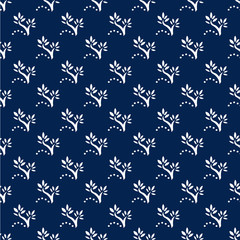 Navy Blue Floral Seamless Pattern