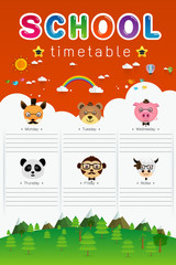 School Timetable vector illustration