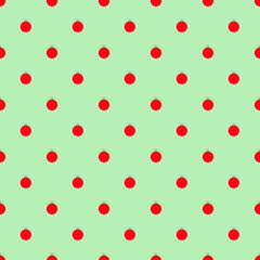 Green Seamless Pattern with Red Christmas Bulbs