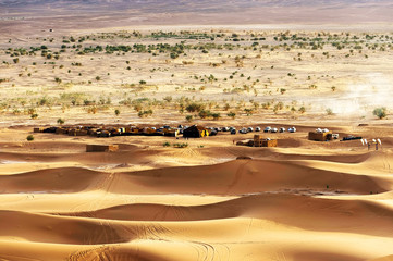 Camping tents in Sahara Desert, Morocco, Africa