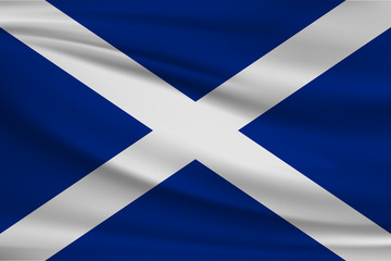 Wavy national flag of Scotland. Realistic vector illustration.