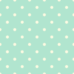 Vintage Green Seamless Pattern with Yellow Polka Dots