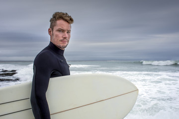 Obraz premium Portrait of Surfer in Jeffreys Bay