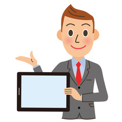 タブレットを持つ男性会社員