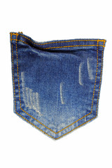 Pocket jeans on white background.