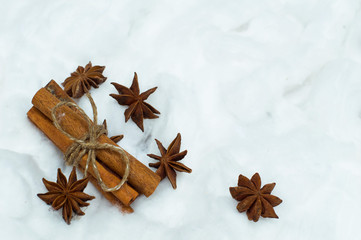 Christmas tree from white lace on snow