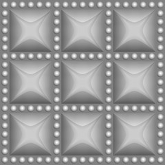 Fototapeta premium Seamless silver metal buttons in a square, surrounded by gray circles. Vector pattern for design