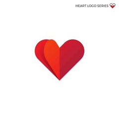  RGBVector illustration of flat red shape of paper heart. Valentine day heart