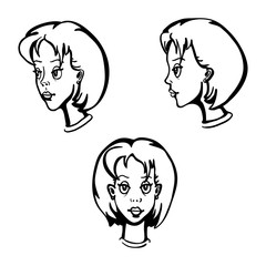 Vector Set Of Female Character Faces