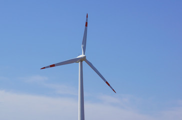 closeup of a windmill for renewable electric energy production .