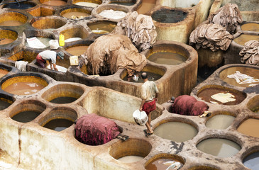 Tanneries of Fes, Morocco, Africa