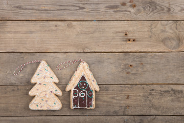 christmas decorations on the wooden background