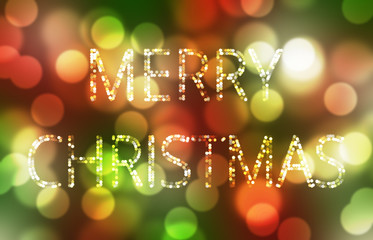 Red and green Christmas background with Merry Christmas text