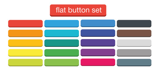 Flat Web Buttons Set Vector Isolated Material Design - obrazy, fototapety, plakaty