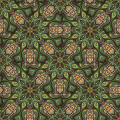 Ornate floral seamless texture, endless pattern with vintage mandala elements.