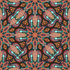 Ornate floral seamless texture, endless pattern with vintage mandala elements.