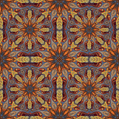 Ornate floral seamless texture, endless pattern with vintage mandala elements.