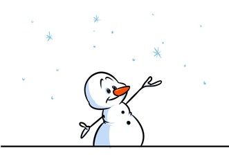 Christmas snowman character snowflake cartoon illustration isolated image
