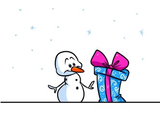 Christmas snowman character wonder gift cartoon illustration isolated image