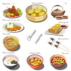 Chinese cousine set. Collection of food dishes