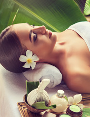 Body care. Spa body massage treatment.  The girl relaxes in the spa salon