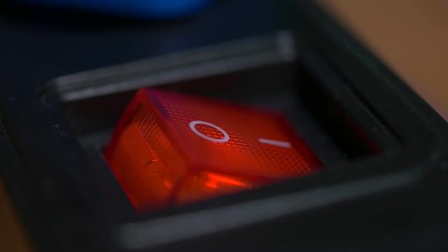 Power buttons and lights switch off and on. Super close up macro.